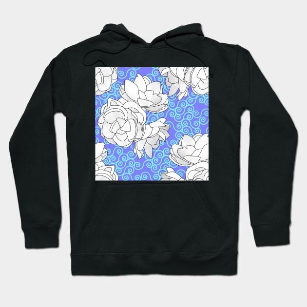 Sampaguita Flowers with Cyan Spirals on Blue Violet Hoodie by ArtticArlo